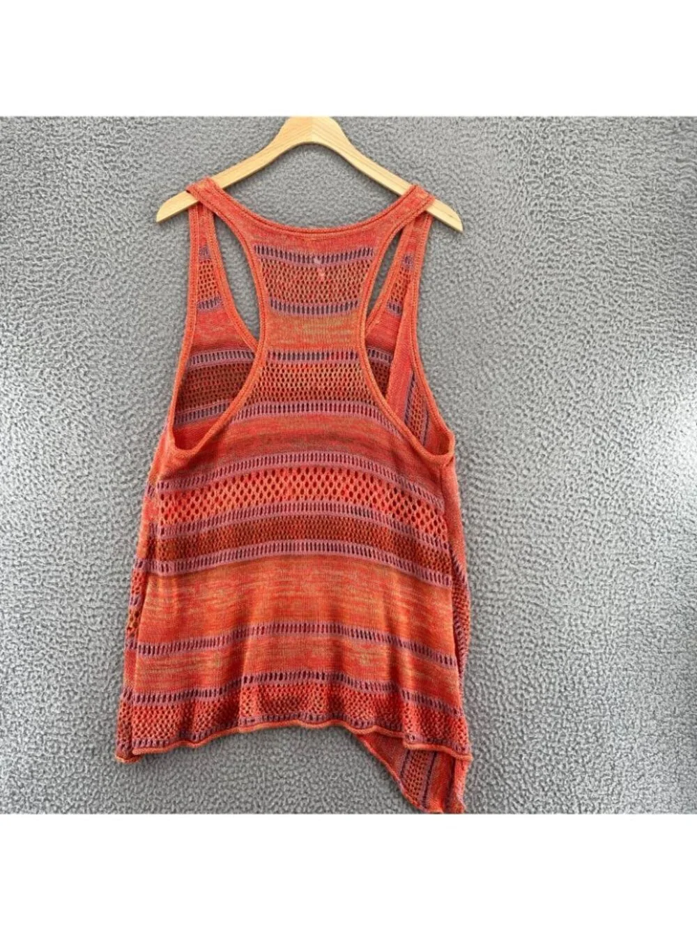 Free People Sweater Women Medium Lovebird Orange Tank Combo Crochet Sleeveless